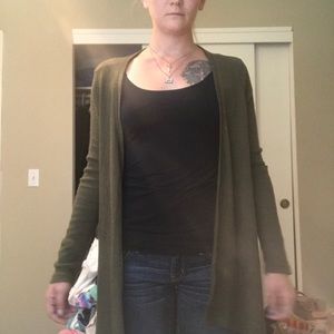 Green open faced cardigan